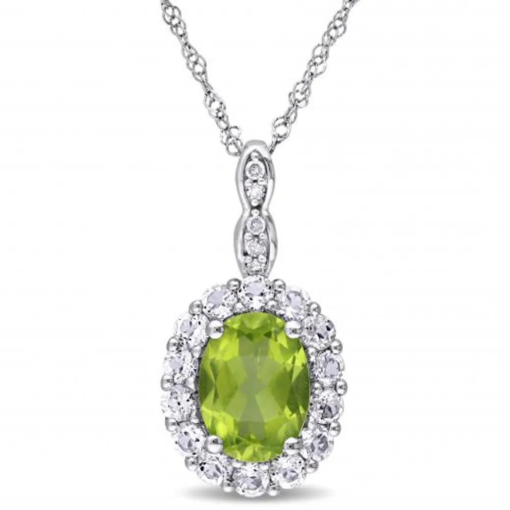 Julianna B 14K White Gold Peridot Diamond & White Topaz Fashion Pendant