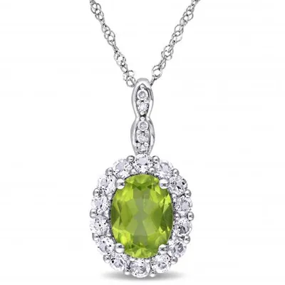 Julianna B 14K White Gold Peridot Diamond & White Topaz Fashion Pendant