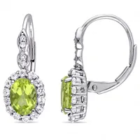 Julianna B 14K White Gold Peridot Diamond & White Topaz Leverback Earrings