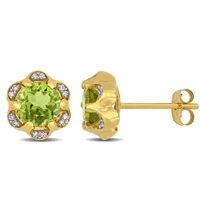 Julianna B 14K Yellow Gold Peridot & Diamond Earrings