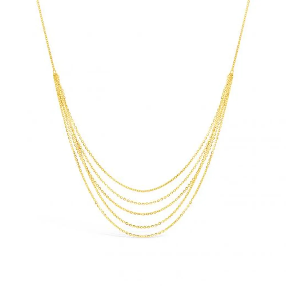 10K Yellow Gold 16+4" 1.3mm Diamond Cut Layered Mirror Necklace