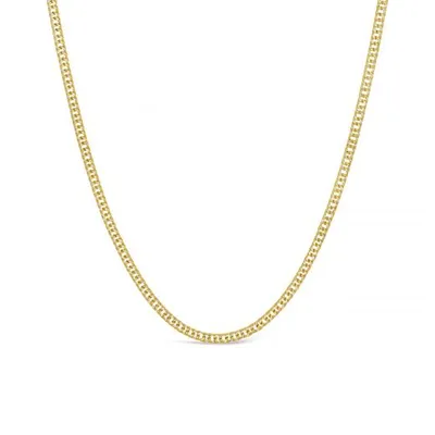 10K Yellow Gold Flat Diamond Cut Double Curb Necklace