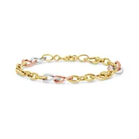 10K Yellow Gold White Gold and Rose Gold Multi Links Bracelet