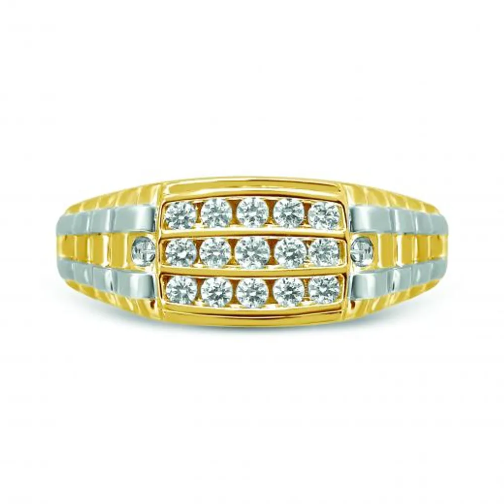 10K Yellow & White Gold 0.50CTW Diamond Men's Ring