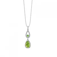 Sterling Silver Peridot & Diamond Pendant