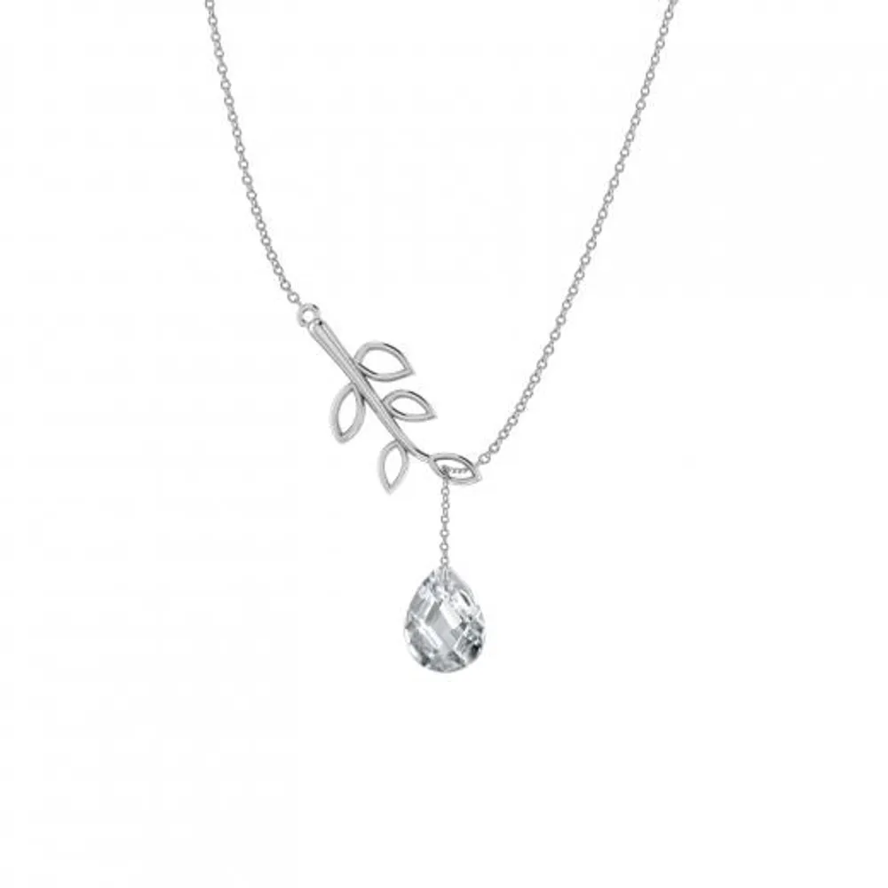 Sterling Silver Cubic Zirconia Adjustable Drop Necklace