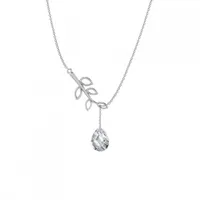 Sterling Silver Cubic Zirconia Adjustable Drop Necklace