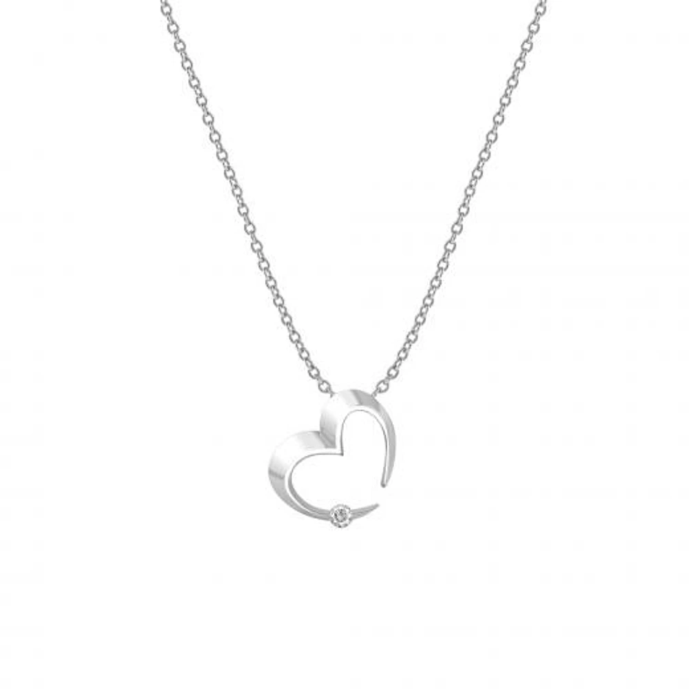 Sterling Silver Cubic Zirconia Heart Necklace
