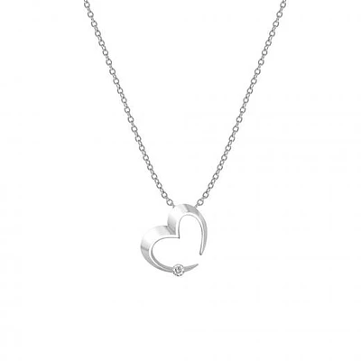 Sterling Silver Cubic Zirconia Heart Necklace