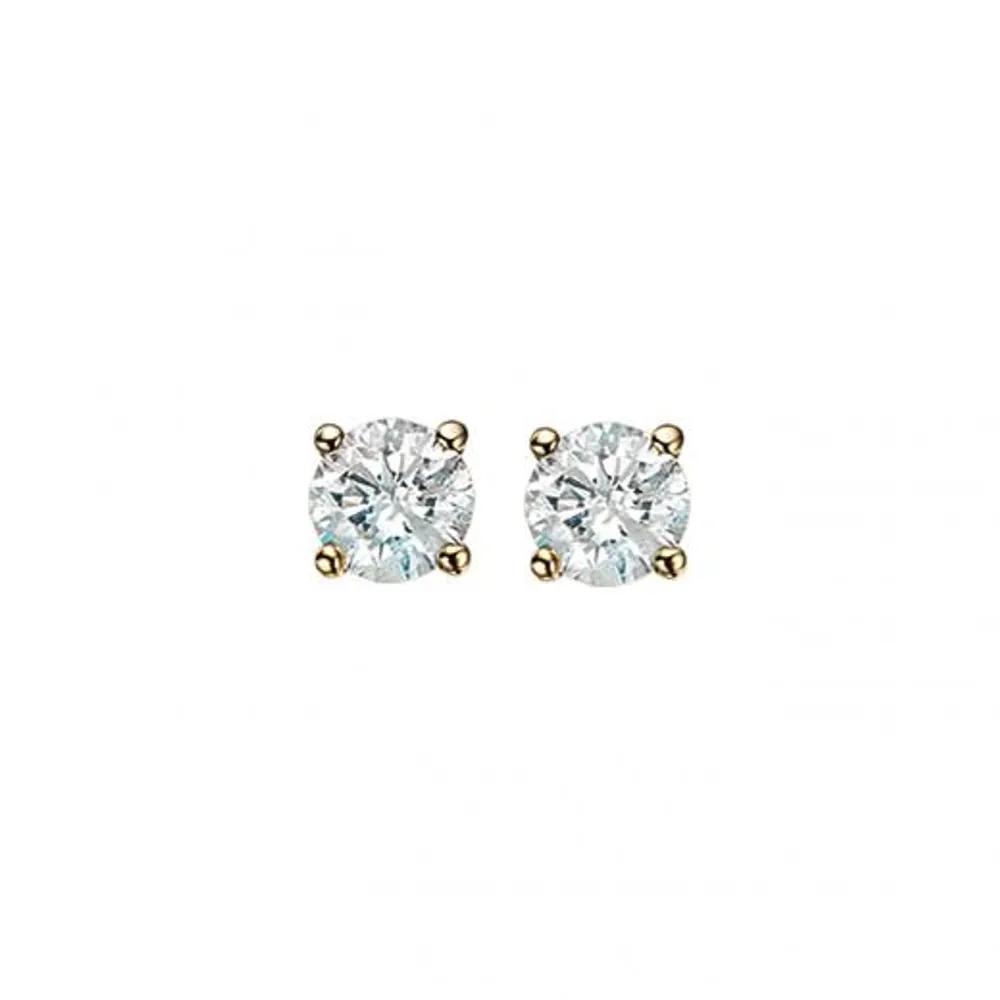 14K Yellow Gold 0.10CTW Diamond Solitaire Studs