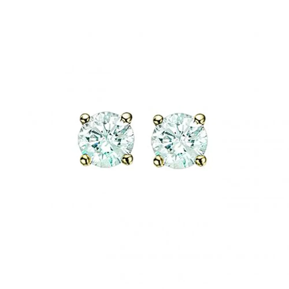 14K Yellow Gold 0.10CTW Diamond Solitaire Studs