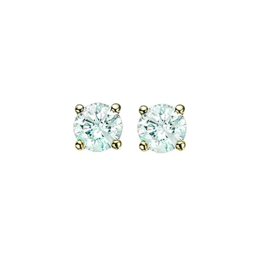 14K Yellow Gold 0.15CTW Diamond Solitaire Studs