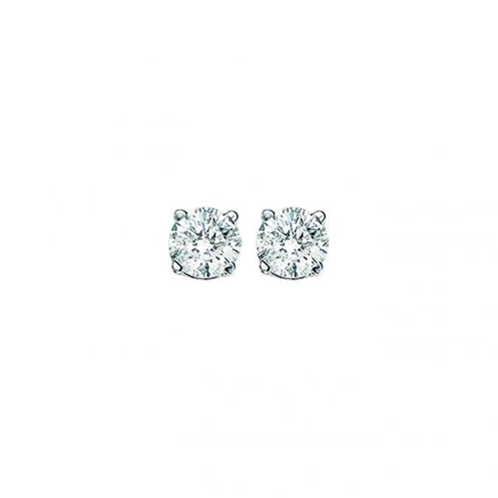 14K White Gold 1.00CTW Diamond Solitaire Stud Earrings