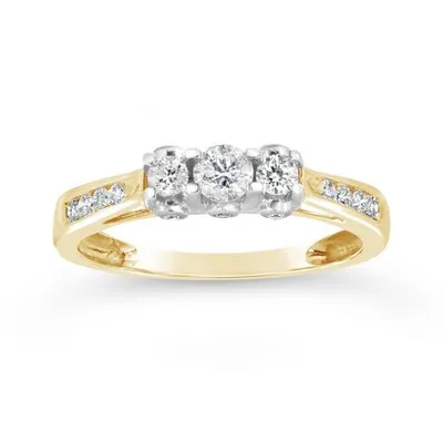 10K Yellow & White Gold 0.50CTW Three-Stone Ring