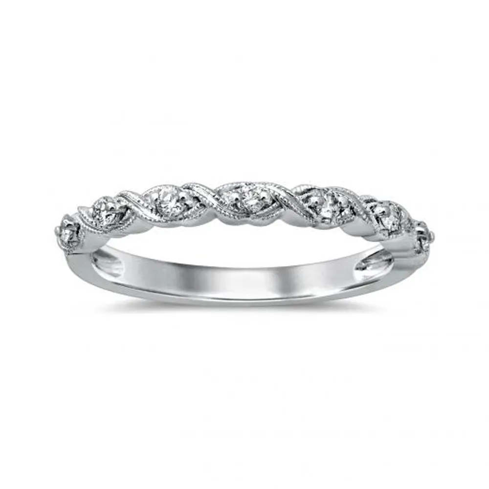 10K White Gold Diamond Stackable Ring