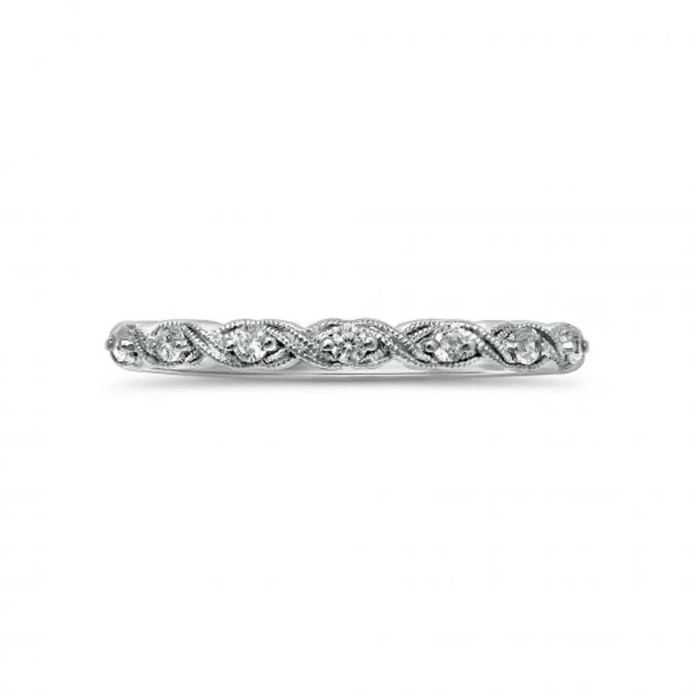 10K White Gold Diamond Stackable Ring