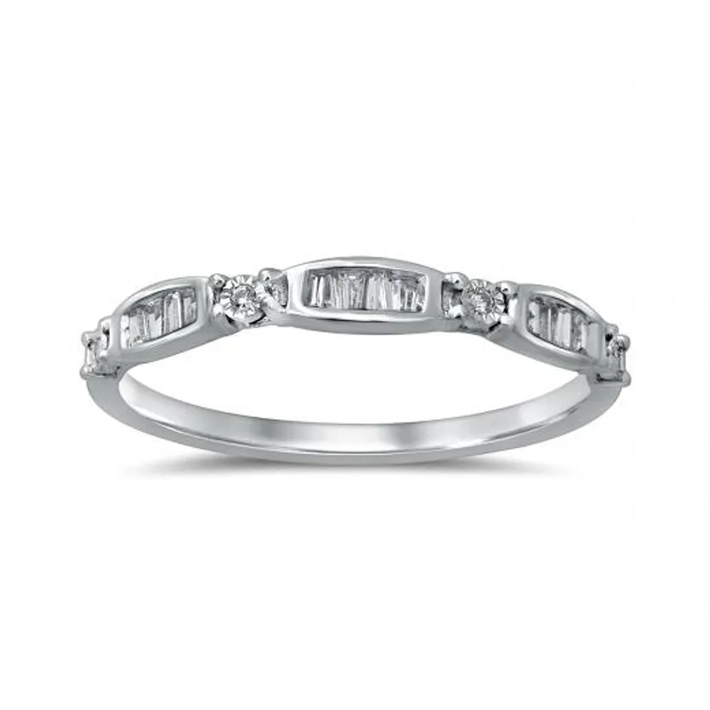 10K White Gold Diamond Stackable Ring