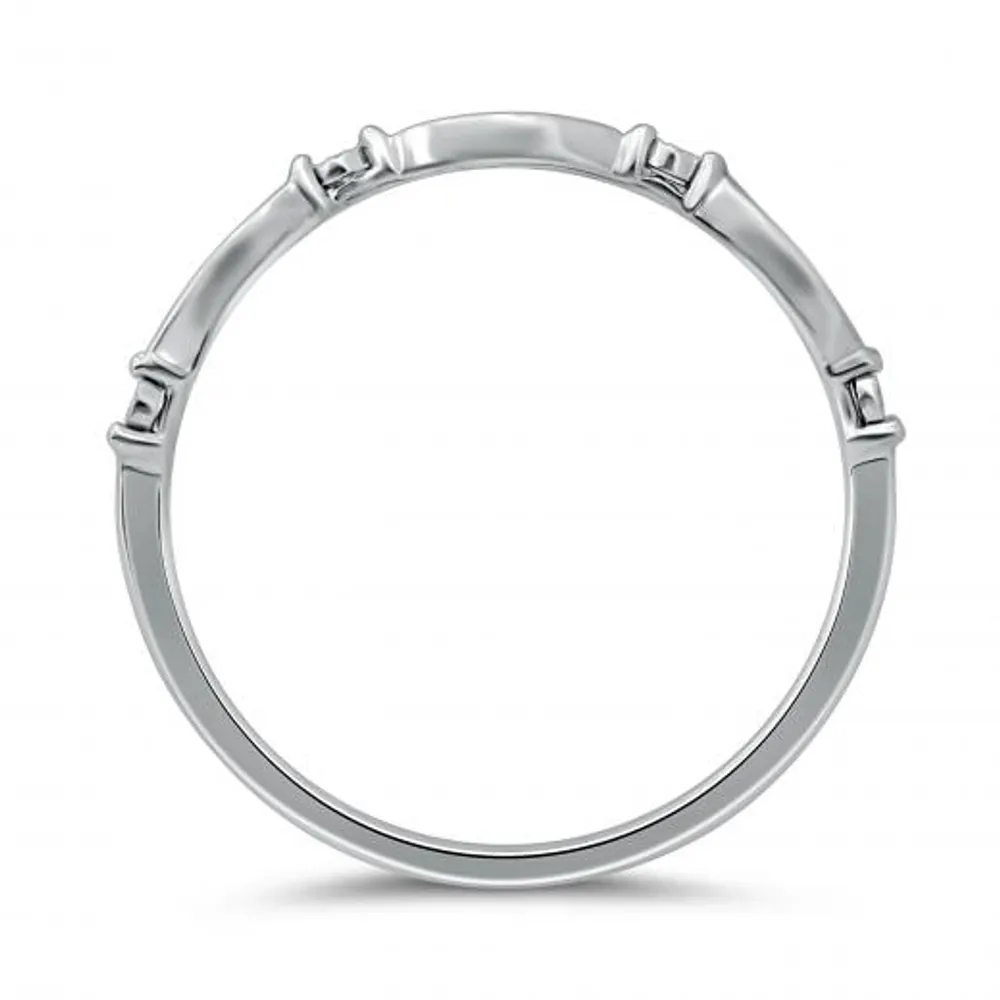 10K White Gold Diamond Stackable Ring