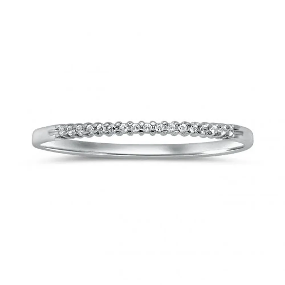 10K White Gold Diamond Stackable Ring