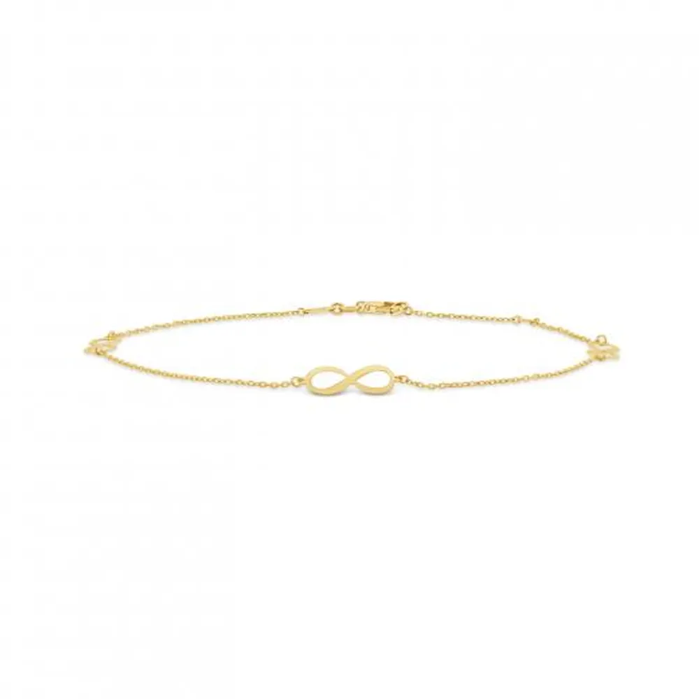 10K Yellow Gold 9+1" Infinity Anklet