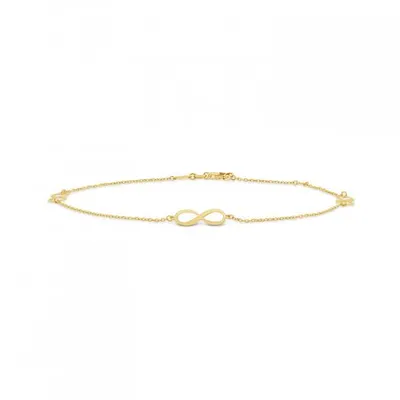 10K Yellow Gold 9+1" Infinity Anklet