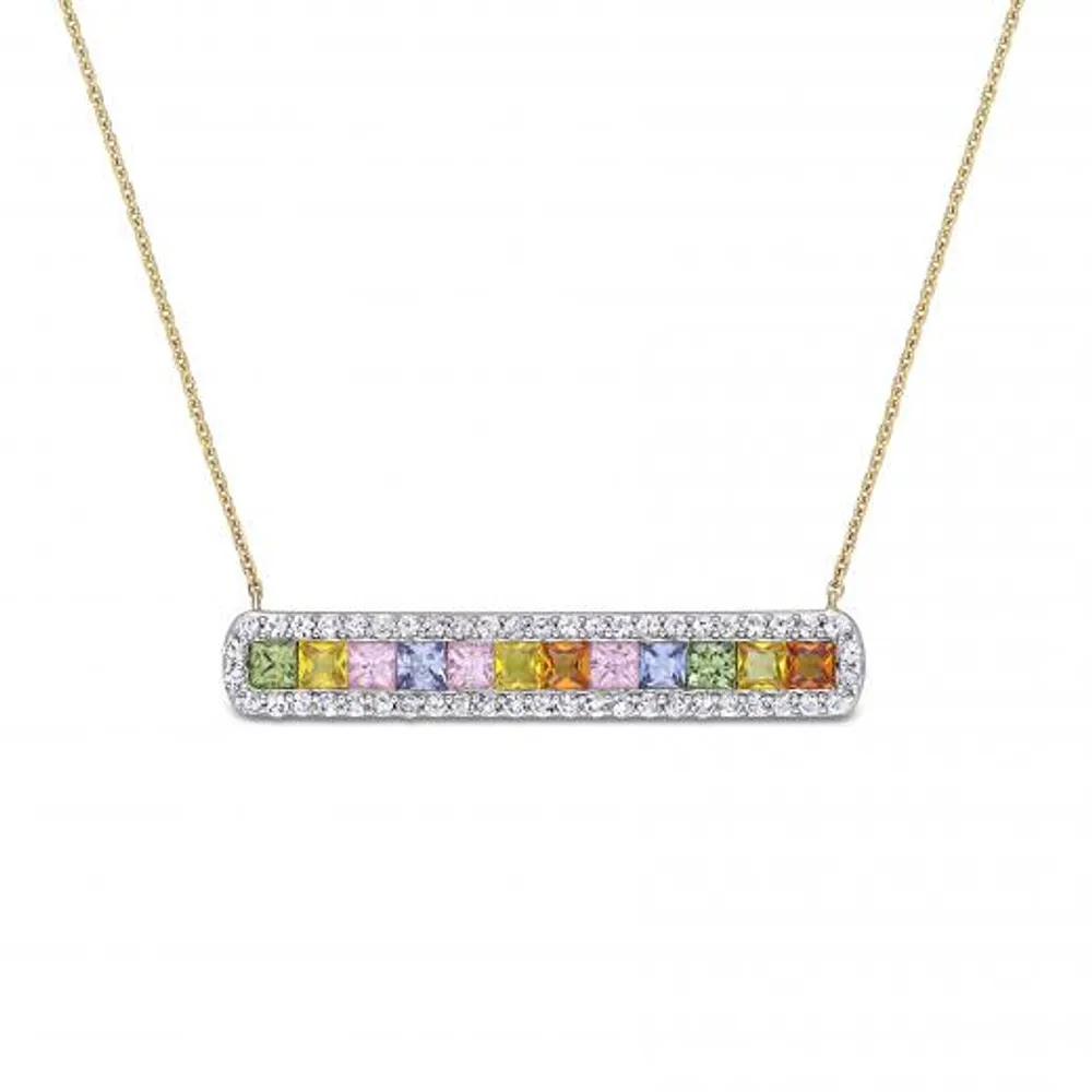 Julianna B 14K Yellow Gold Multi-Colour Sapphire Pendant with 17" Chain