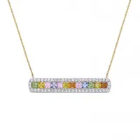 Julianna B 14K Yellow Gold Multi-Colour Sapphire Pendant with 17" Chain