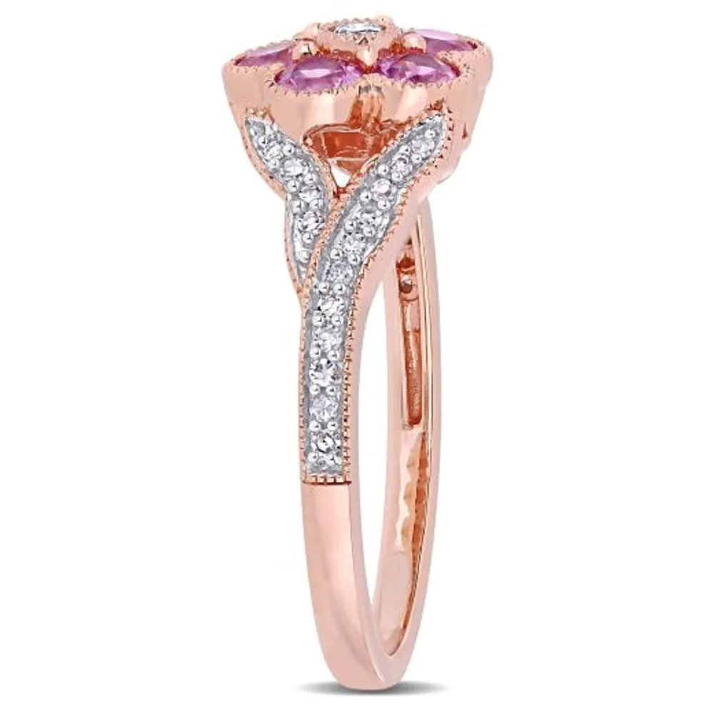 Julianna B 10K Rose Gold Pink Sapphire & 0.12CT Diamond Fashion Ring