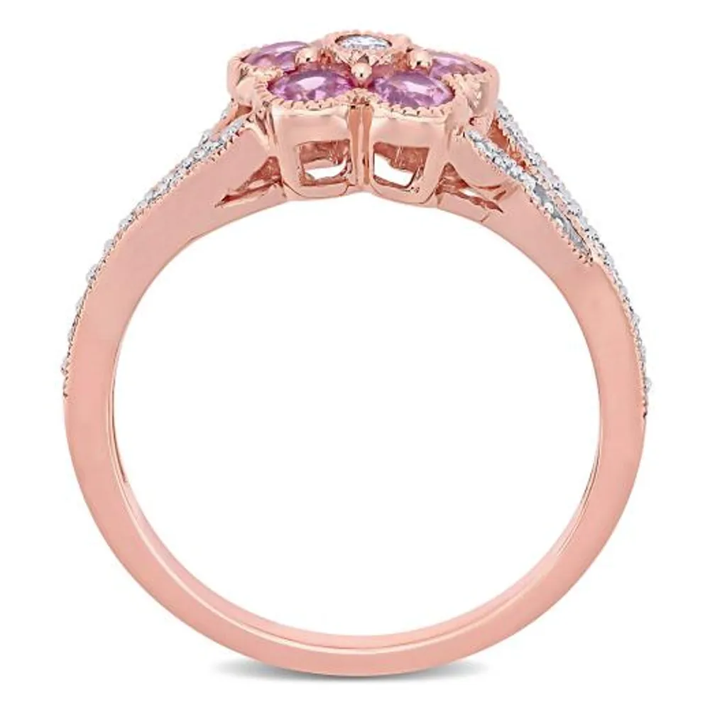 Julianna B 10K Rose Gold Pink Sapphire & 0.12CT Diamond Fashion Ring