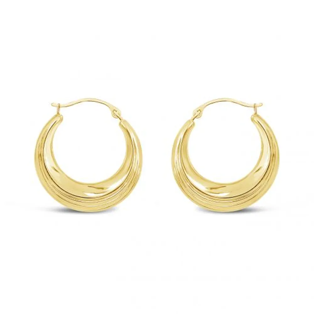 10K Yellow Gold Round Creole Earrings