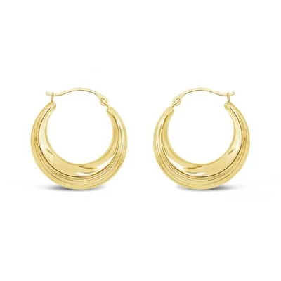 10K Yellow Gold Round Creole Earrings