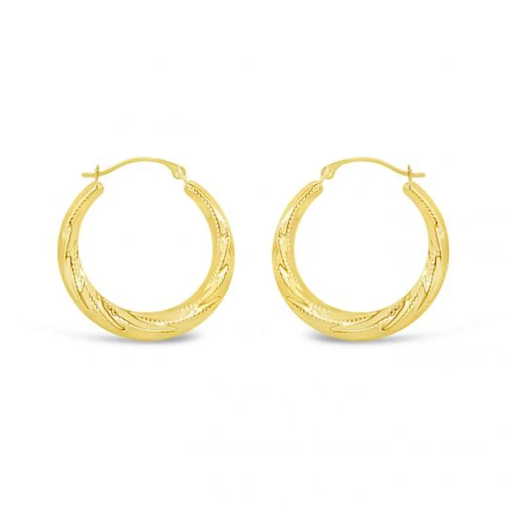 10K Yellow Gold Round Creole Earrings