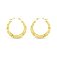 10K Yellow Gold Round Creole Earrings