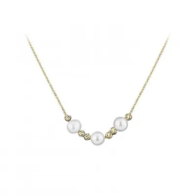 10K Yellow Gold Adjustable Pearl Necklace