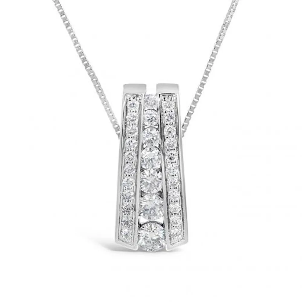 10K White Gold 1.00CTW Diamond Pendant