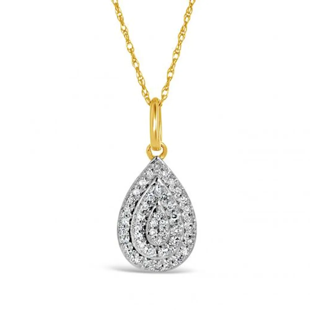 10K Yellow Gold 0.17CTW Bouquet Pear Pendant