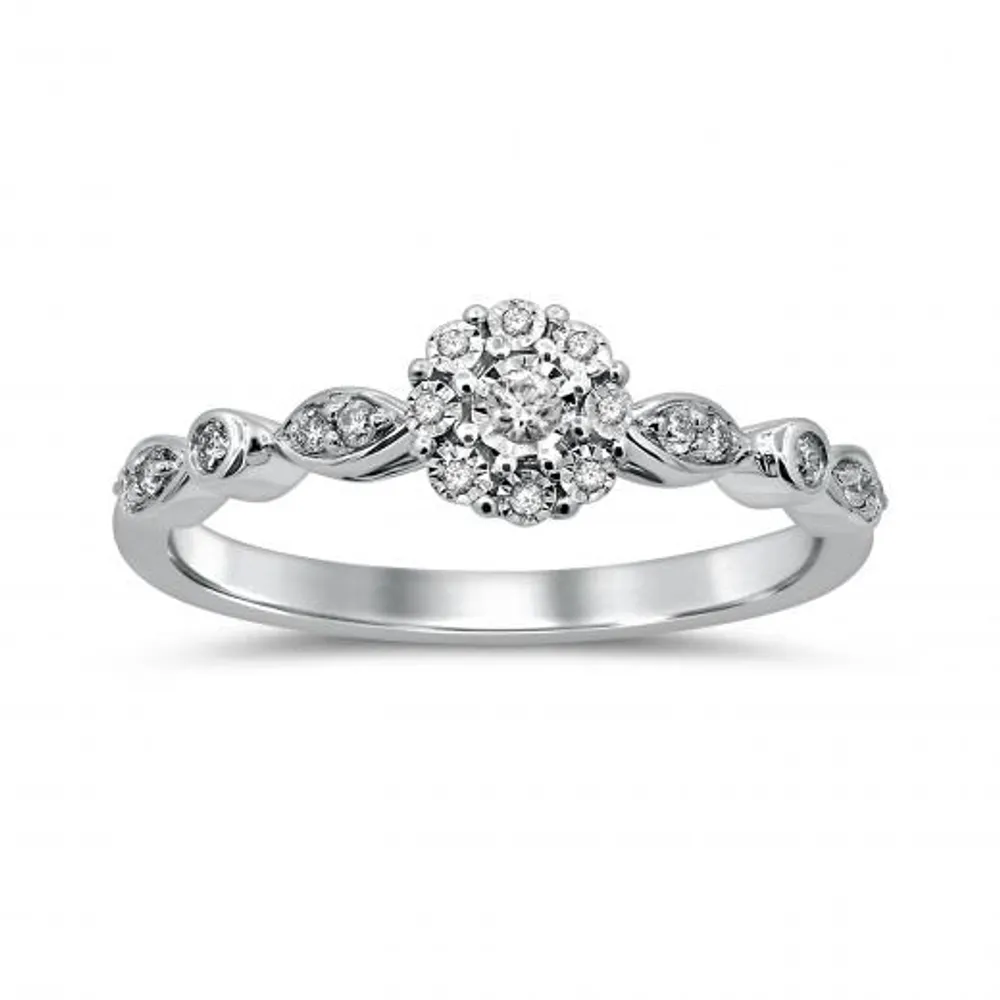 10K White Gold Diamond Promise Ring