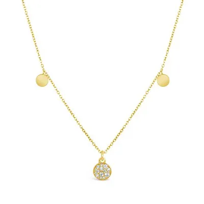 10K Yellow Gold Diamond Disc Necklace