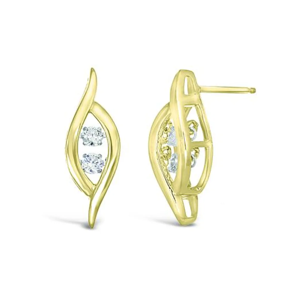 10K Yellow & White Dancing Diamond Earrings