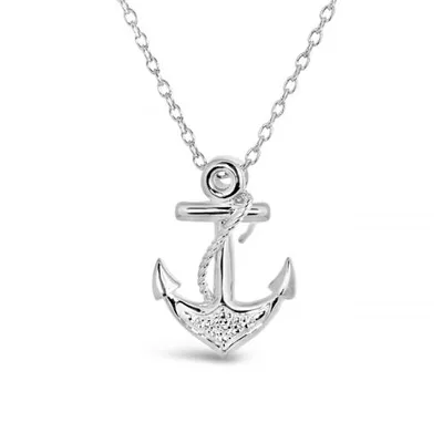 Diamond Addiction Sterling Silver Diamond Anchor Pendant