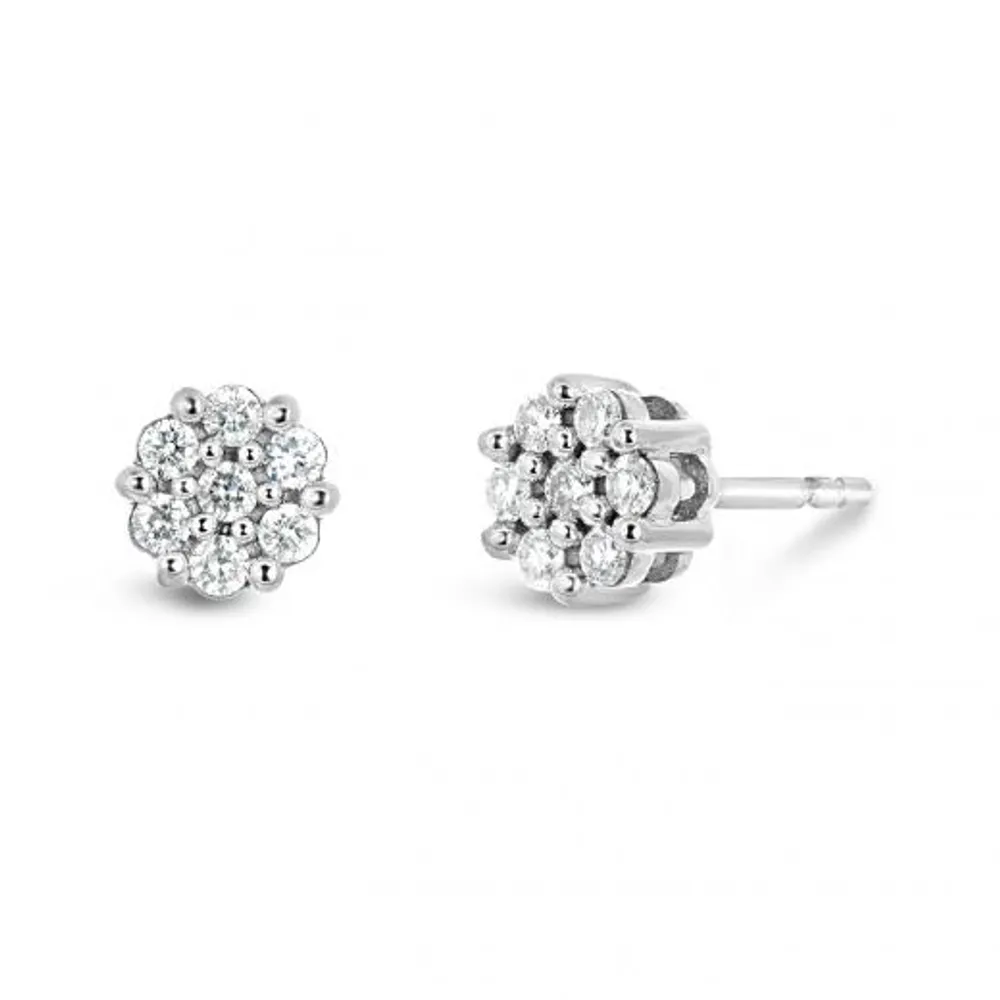 10K White Gold 0.20CTW Bouquet Earrings