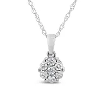 10K White Gold Diamond Bouquet Pendant