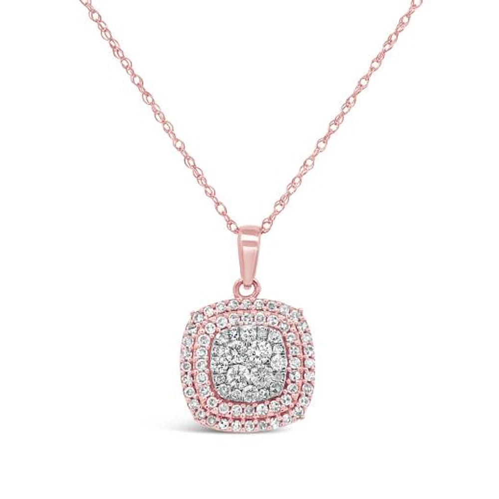 10K Rose & White Gold 0.50CTW Bouquet Pendant