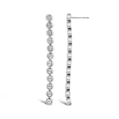 Sterling Silver 0.11CTW Diamond Linear Earrings