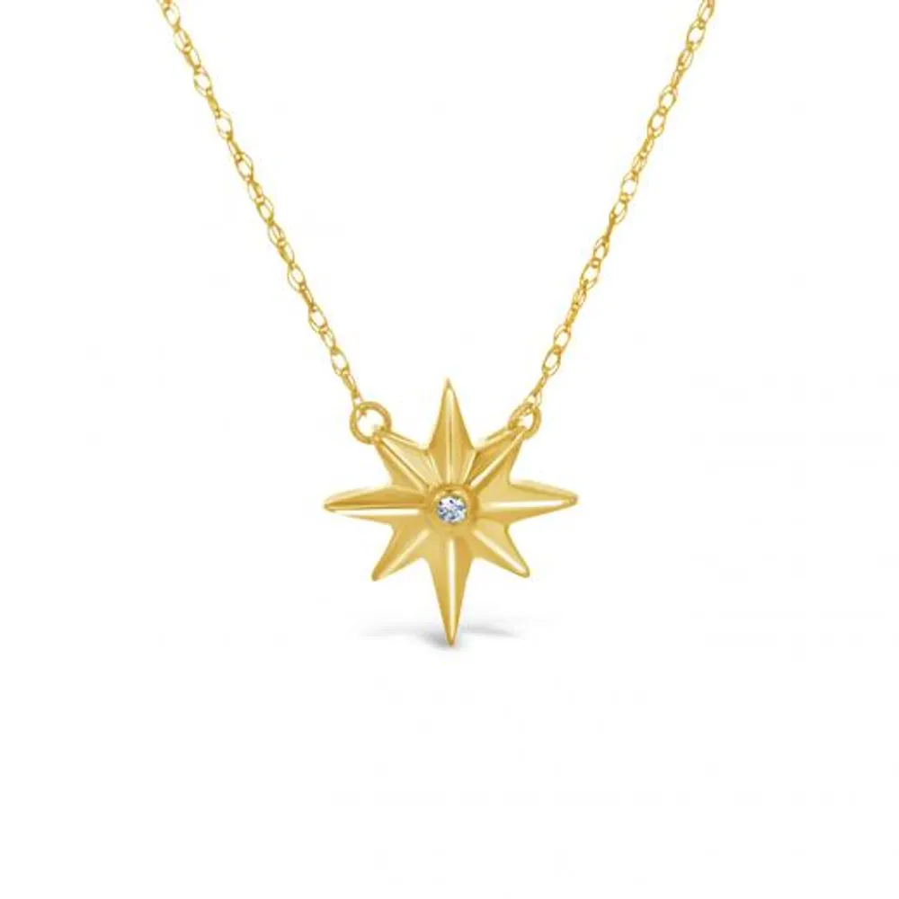 10K Yellow Gold Diamond Star Necklace