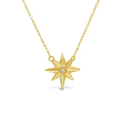 10K Yellow Gold Diamond Star Necklace