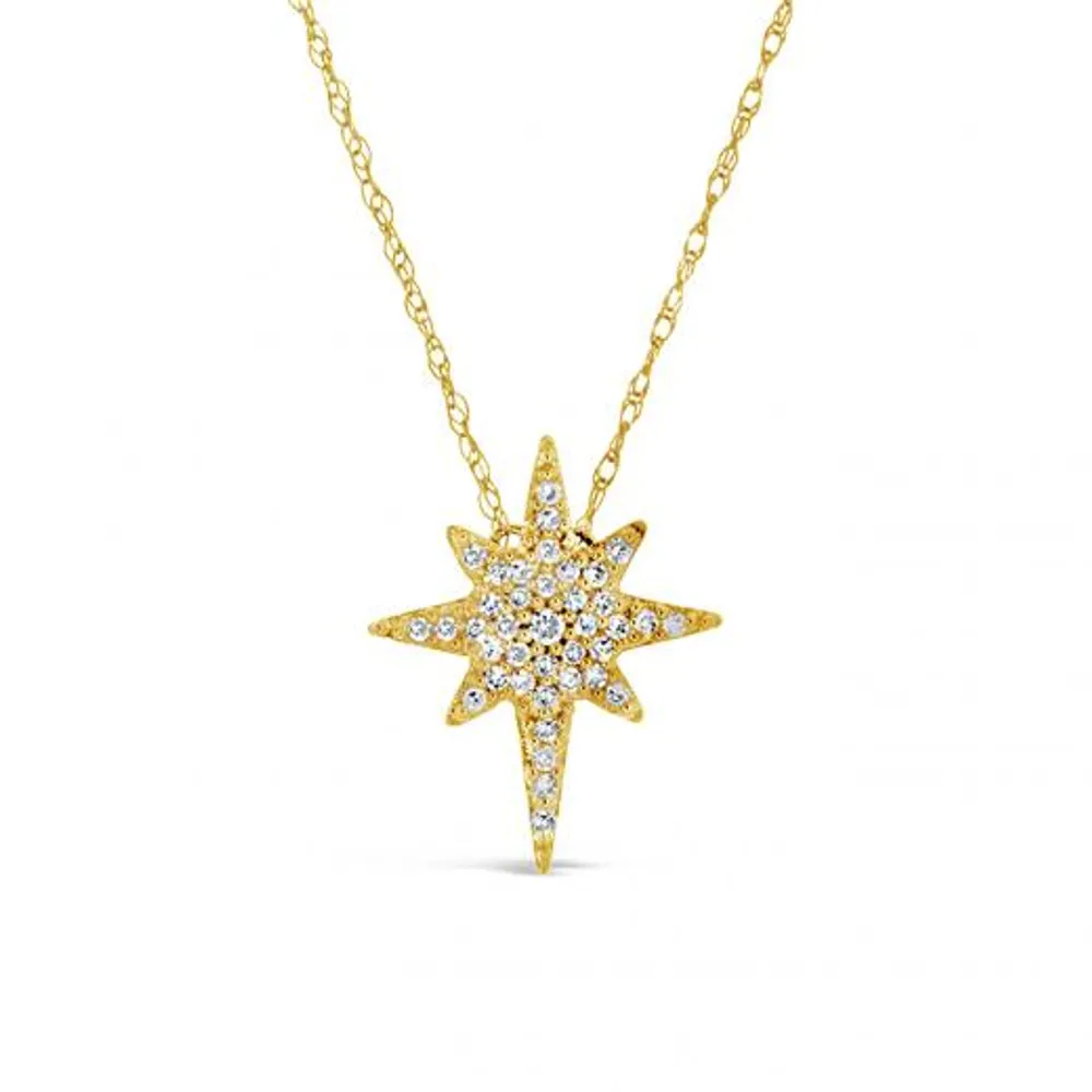 10K Yellow Gold Diamond Star Necklace