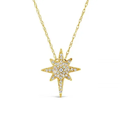 10K Yellow Gold Diamond Star Necklace