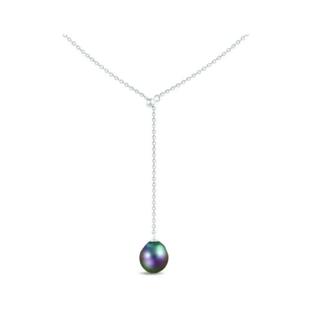 Sterling Silver 9-10mm Tahitian Pearl Necklace