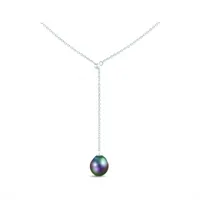 Sterling Silver 9-10mm Tahitian Pearl Necklace